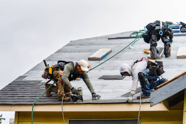 Professional Gutter Installation technician working in Tillson, NY